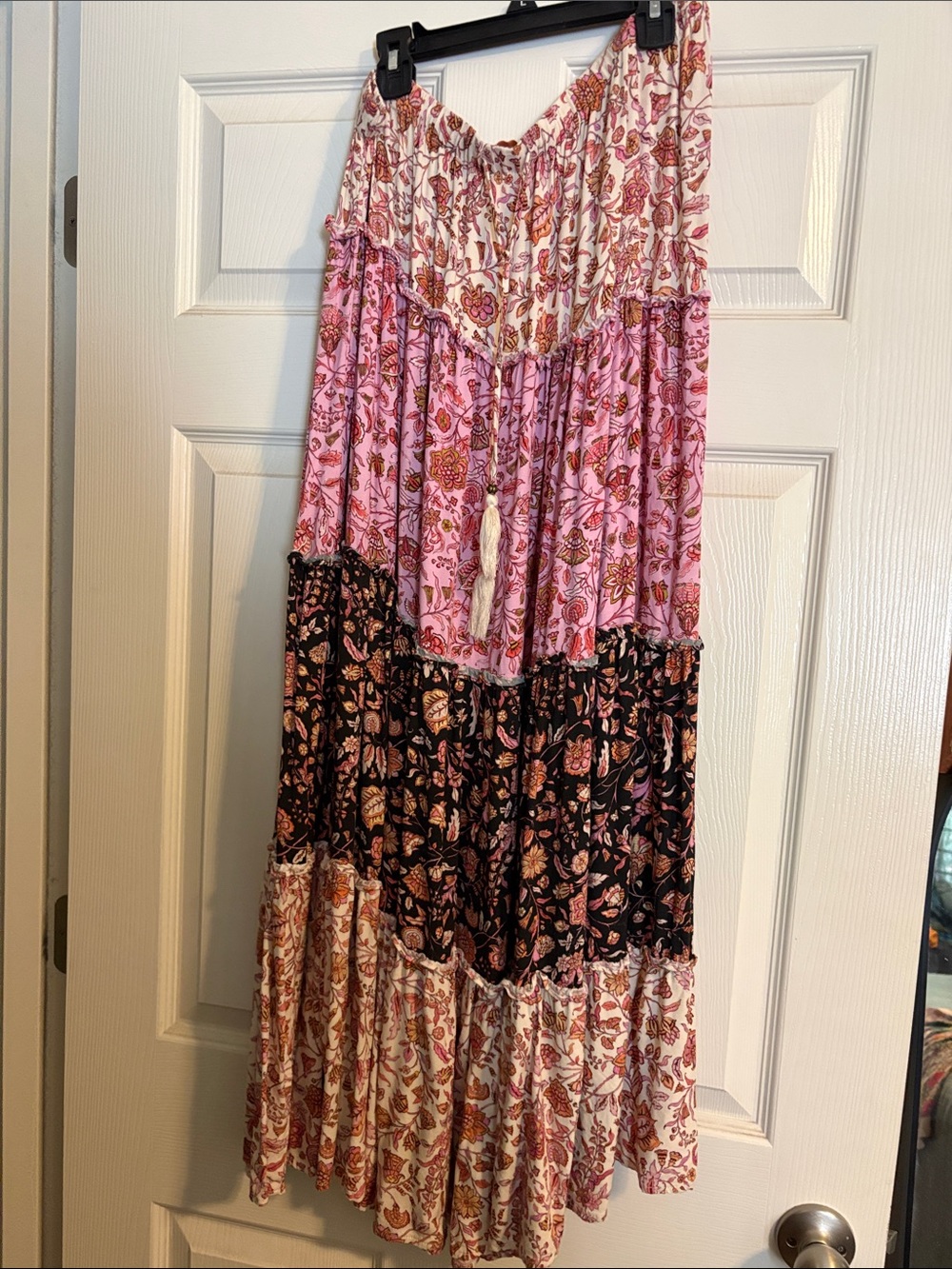 Arnham Bohemian Tiered Maxi Skirt in Pink Floral Size 12/14/16
